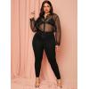 imageFloerns Womens Plus Size Plaid Pants Leggings Stretchy Elastic Waist Work Skinny PantsBlack Solid