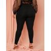 imageFloerns Womens Plus Size Plaid Pants Leggings Stretchy Elastic Waist Work Skinny PantsBlack Solid