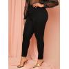 imageFloerns Womens Plus Size Plaid Pants Leggings Stretchy Elastic Waist Work Skinny PantsBlack Solid