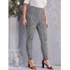imageFloerns Womens Plus Size Plaid Pants Leggings Stretchy Elastic Waist Work Skinny PantsBlack White