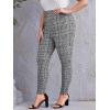 imageFloerns Womens Plus Size Plaid Pants Leggings Stretchy Elastic Waist Work Skinny PantsBlack White