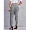 imageFloerns Womens Plus Size Plaid Pants Leggings Stretchy Elastic Waist Work Skinny PantsBlack White