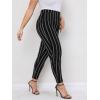 imageFloerns Womens Plus Size Plaid Pants Leggings Stretchy Elastic Waist Work Skinny PantsBlack White Multi