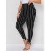 imageFloerns Womens Plus Size Plaid Pants Leggings Stretchy Elastic Waist Work Skinny PantsBlack White Multi