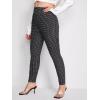 imageFloerns Womens Plus Size Plaid Pants Leggings Stretchy Elastic Waist Work Skinny PantsBlack White Plaid
