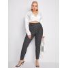 imageFloerns Womens Plus Size Plaid Pants Leggings Stretchy Elastic Waist Work Skinny PantsBlack White Plaid