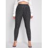 imageFloerns Womens Plus Size Plaid Pants Leggings Stretchy Elastic Waist Work Skinny PantsBlack White Plaid