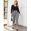 imageFloerns Womens Plus Size Plaid Pants Leggings Stretchy Elastic Waist Work Skinny PantsBlack and White