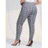 imageFloerns Womens Plus Size Plaid Pants Leggings Stretchy Elastic Waist Work Skinny PantsGrey Multi