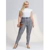 imageFloerns Womens Plus Size Plaid Pants Leggings Stretchy Elastic Waist Work Skinny PantsGrey Multi