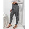 imageFloerns Womens Plus Size Plaid Pants Leggings Stretchy Elastic Waist Work Skinny PantsGrey Plaid