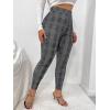 imageFloerns Womens Plus Size Plaid Pants Leggings Stretchy Elastic Waist Work Skinny PantsGrey Plaid