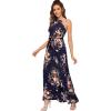 imageFloerns Womens Sleeveless Halter Neck Vintage Floral Print Maxi DressA Navy Flower