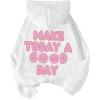 imageFloerns Girls Heart Graphic Print Long Sleeve Hooded Sweatshirt Pullover TopsWhite Letter