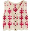 imageFloerns Womens Argyle V Neck Button Front Cardigan Sleeveless Knit Sweater VestHot Pink