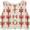 imageFloerns Womens Argyle V Neck Button Front Cardigan Sleeveless Knit Sweater VestOrange