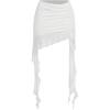 imageFloerns Womens Asymmetrical Side Ruched Ruffle Trim Low Waist Mini SkirtA White