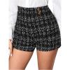 imageFloerns Womens Casual High Waist Skinny Shorts with PocketBlack Plaid