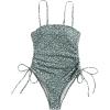 imageFloerns Womens Floral One Piece Swimsuit Tummy Control Scoop Neck Drawstring Monokini Bathing Suit SwimwearDark Green