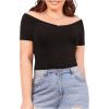 imageFloerns Womens Plus Size Basic Off Shoulder Tshirt TopA Black