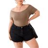 imageFloerns Womens Plus Size Basic Off Shoulder Tshirt TopMocha Brown Solid