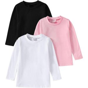 imageFloerns Girls Casual V Neck Short Sleeve Solid Crop Tops Tee ShirtsBlack White Pink