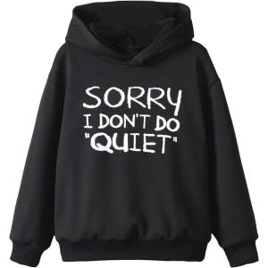 imageFloerns Girls Heart Graphic Print Long Sleeve Hooded Sweatshirt Pullover TopsBlack Dull