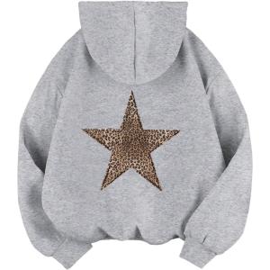 imageFloerns Girls Heart Graphic Print Long Sleeve Hooded Sweatshirt Pullover TopsGrey