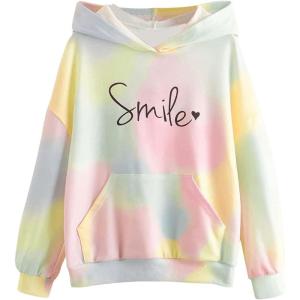 imageFloerns Girls Heart Graphic Print Long Sleeve Hooded Sweatshirt Pullover TopsMulti