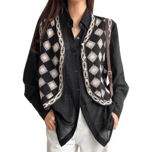 imageFloerns Womens Argyle V Neck Button Front Cardigan Sleeveless Knit Sweater VestBlack