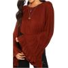 imageFloerns Womens 70s Western Flowy Bell Sleeve Blouse Tops ShirtsBrown Red