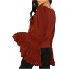 imageFloerns Womens 70s Western Flowy Bell Sleeve Blouse Tops ShirtsBrown Red