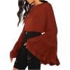 imageFloerns Womens 70s Western Flowy Bell Sleeve Blouse Tops ShirtsBrown Red