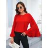 imageFloerns Womens 70s Western Flowy Bell Sleeve Blouse Tops ShirtsRed N