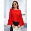 imageFloerns Womens 70s Western Flowy Bell Sleeve Blouse Tops ShirtsRed N