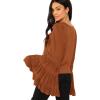 imageFloerns Womens 70s Western Flowy Bell Sleeve Blouse Tops ShirtsRust Red Light Brown