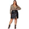 imageFloerns Womens Faux Leather Bodycon Split Mini SkirtBlack