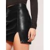 imageFloerns Womens Faux Leather Bodycon Split Mini SkirtBlack Ink