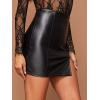 imageFloerns Womens Faux Leather Bodycon Split Mini SkirtBlack3