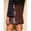 imageFloerns Womens Faux Leather Bodycon Split Mini SkirtBrown