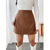 imageFloerns Womens Faux Leather Bodycon Split Mini SkirtDark Brown