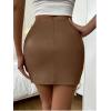 imageFloerns Womens Faux Leather Bodycon Split Mini SkirtDark Coffee