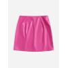imageFloerns Womens Faux Leather Bodycon Split Mini SkirtHot Pink