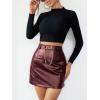 imageFloerns Womens Faux Leather Bodycon Split Mini SkirtMaroon
