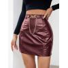 imageFloerns Womens Faux Leather Bodycon Split Mini SkirtMaroon