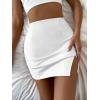 imageFloerns Womens Faux Leather Bodycon Split Mini SkirtWhite Solid