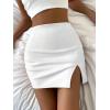 imageFloerns Womens Faux Leather Bodycon Split Mini SkirtWhite Solid