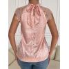 imageFloerns Womens Lace Splice Collar Cap Sleeve Office Blouse TopsDusty Pink