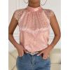imageFloerns Womens Lace Splice Collar Cap Sleeve Office Blouse TopsDusty Pink