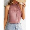 imageFloerns Womens Lace Splice Collar Cap Sleeve Office Blouse TopsDusty Pink Lace